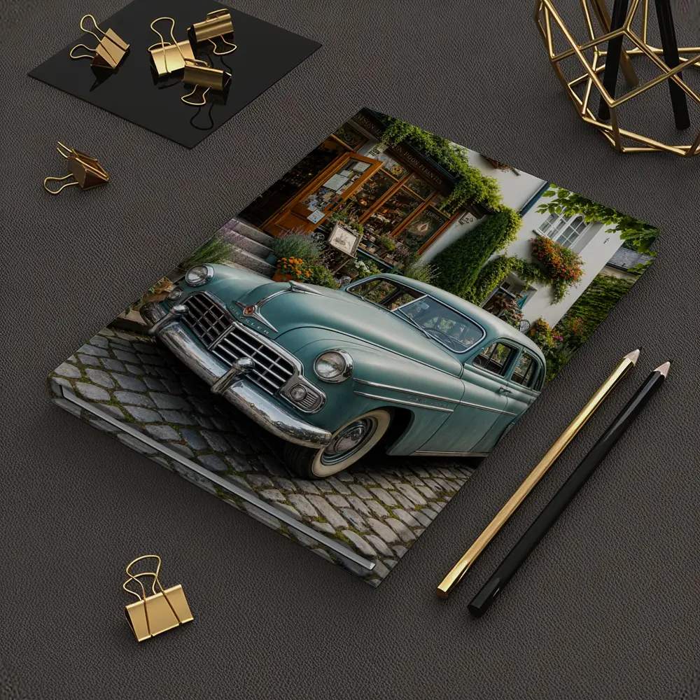 Chrysler Vintage Car French Flower Shop Street – Notebooks