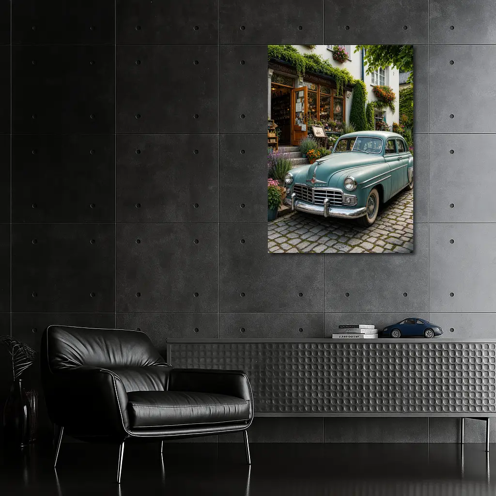 Chrysler Vintage Car French Flower Shop Street – Wall Art