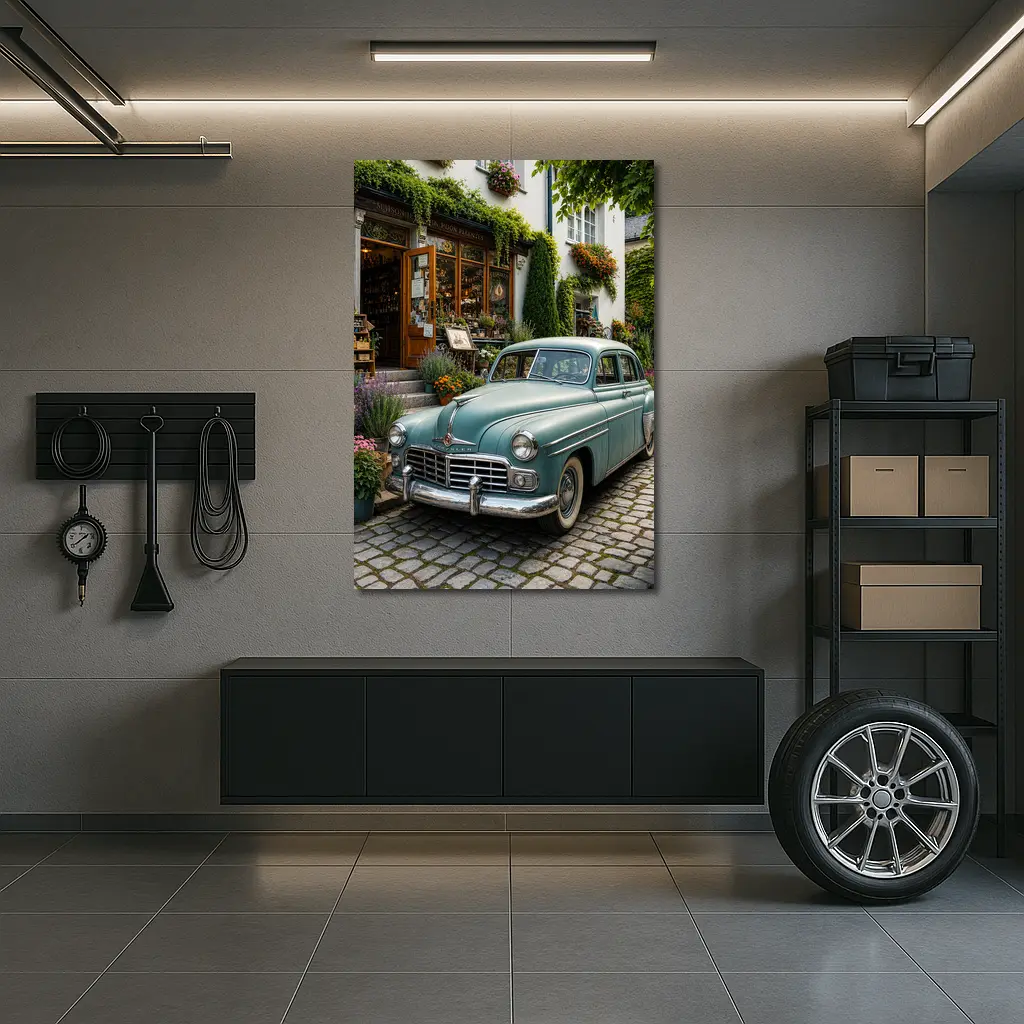 Chrysler Vintage Car French Flower Shop Street – Wall Art
