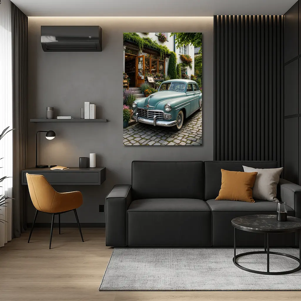 Chrysler Vintage Car French Flower Shop Street – Wall Art