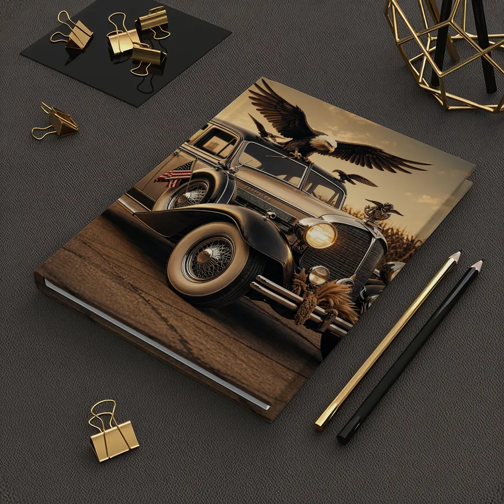 Chrysler Classic Car Bald Eagle American Flag – Notebooks