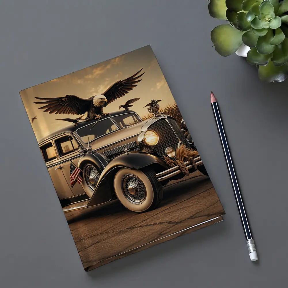 Chrysler Classic Car Bald Eagle American Flag – Notebooks