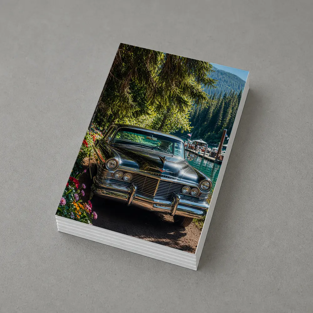 Chrysler Classic Car by Mountain Lake – Postcards