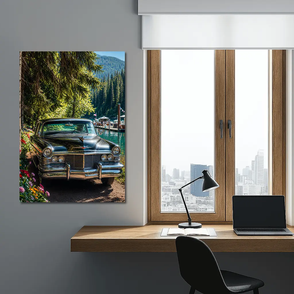Chrysler Classic Car by Mountain Lake – Wall Art