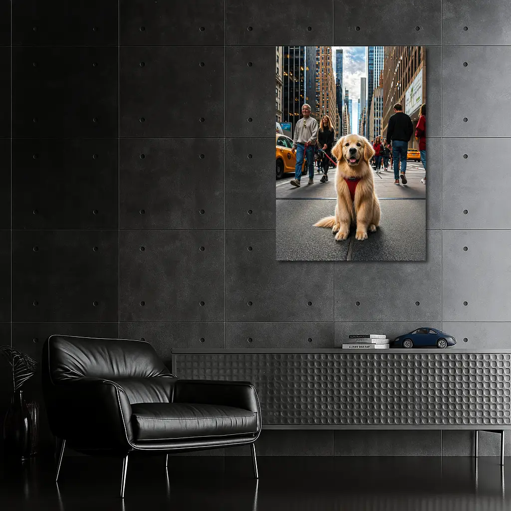 Golden Retriever Puppy New York City Street – Wall Art