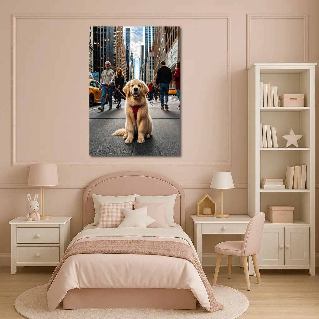 Golden Retriever Puppy New York City Street – Wall Art