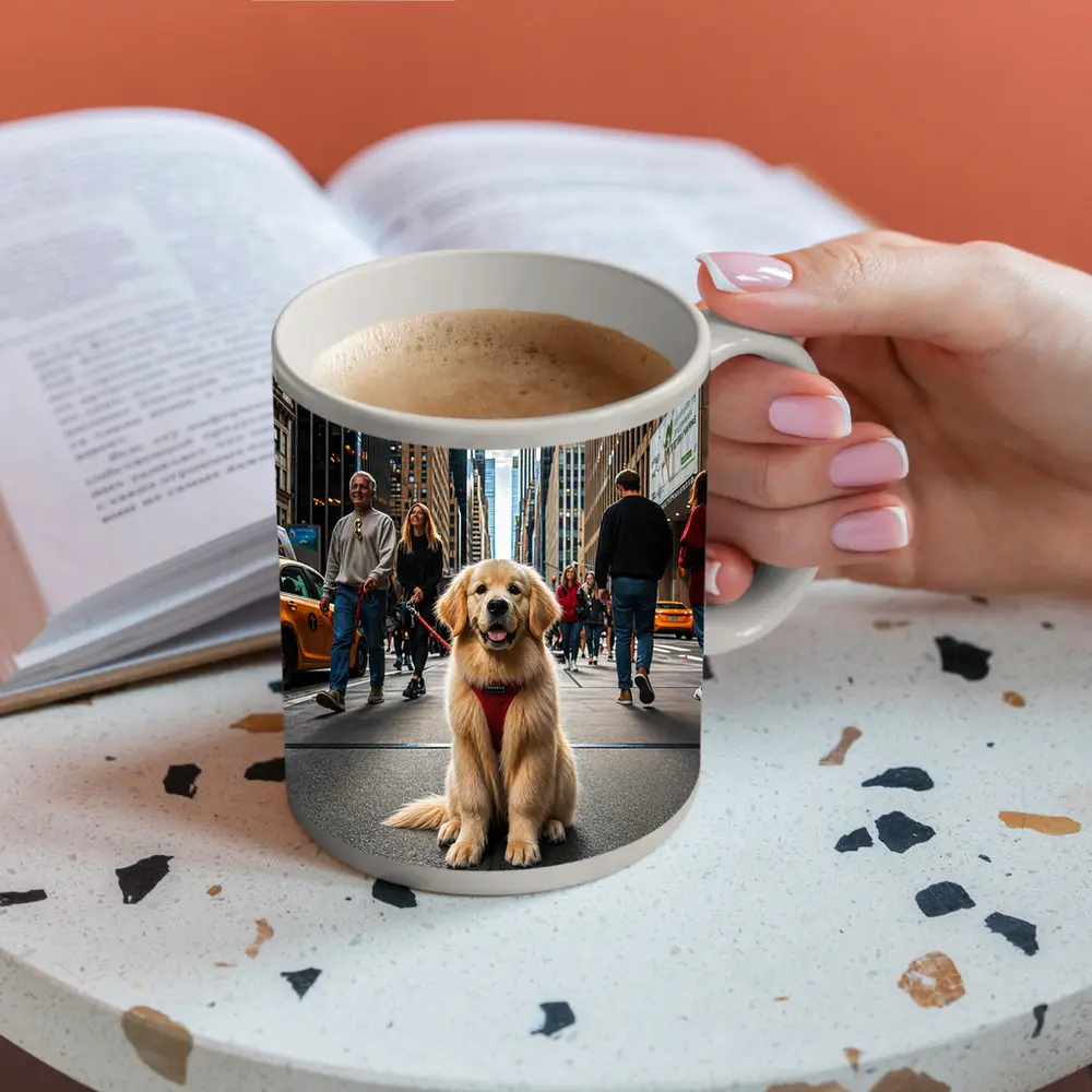 Golden Retriever Puppy New York City Street – Mugs