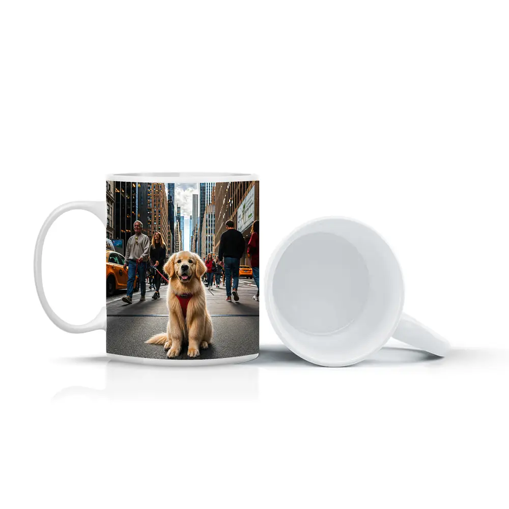 Golden Retriever Puppy New York City Street – Mugs