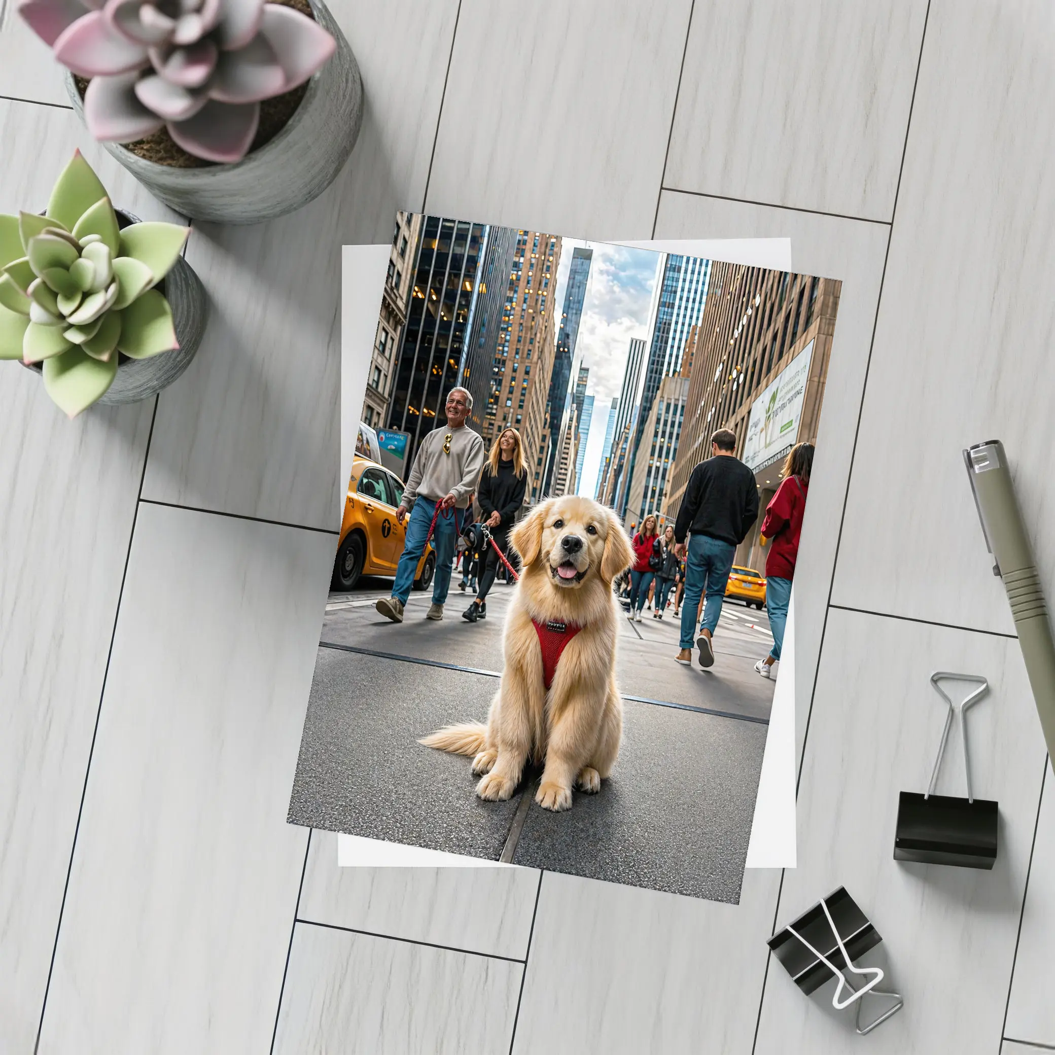 Golden Retriever Puppy New York City Street – Postcards