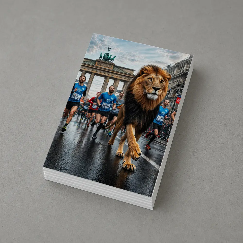 Lion Leading Berlin Marathon Brandenburg Gate Race – Postcards