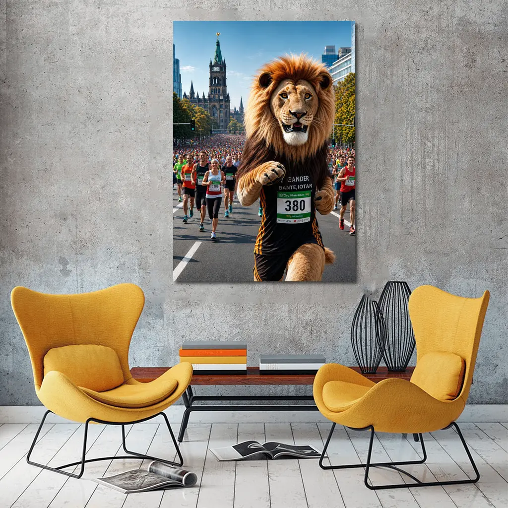 Lion Running City Marathon Street Race – Wall Art