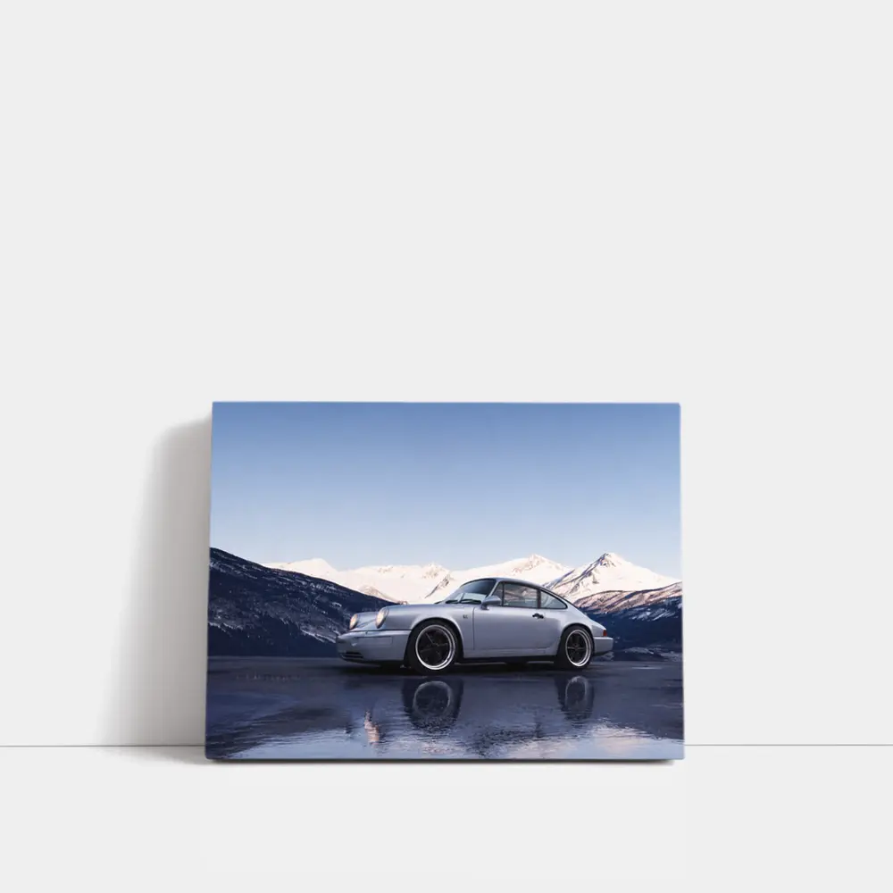 Porsche 911 Silver Coupe Snow Mountains – Wall Art