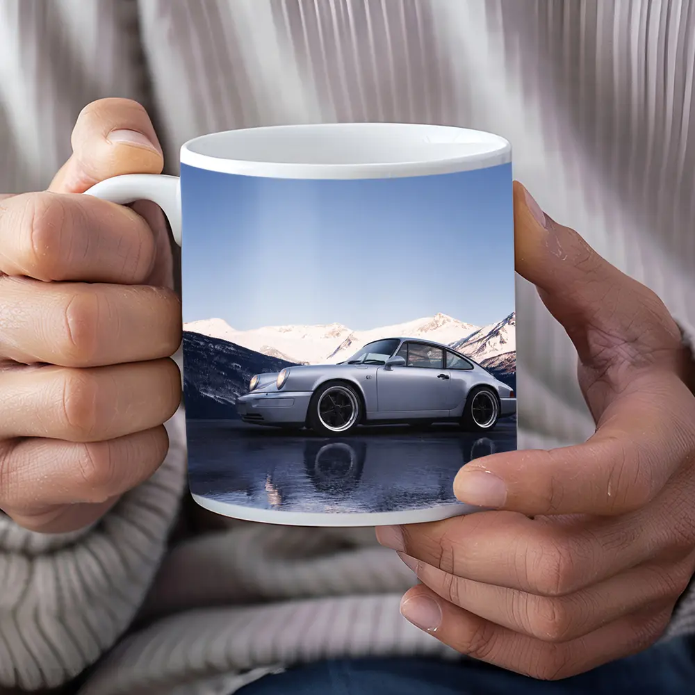 Porsche 911 Silver Coupe Snow Mountains – Mugs