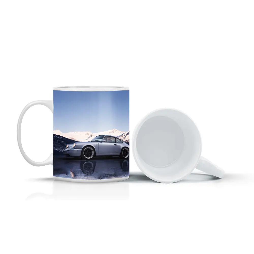 Porsche 911 Silver Coupe Snow Mountains – Mugs