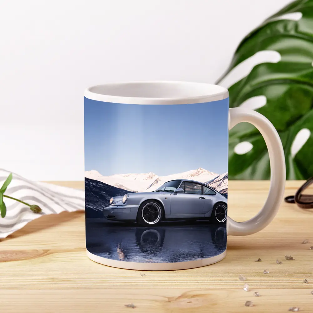 Porsche 911 Silver Coupe Snow Mountains – Mugs