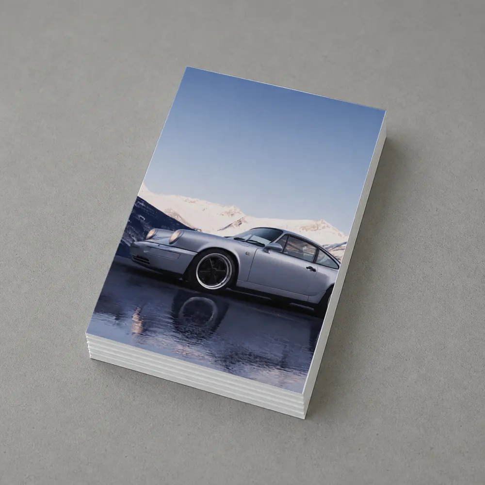 Porsche 911 Silver Coupe Snow Mountains – Postcards