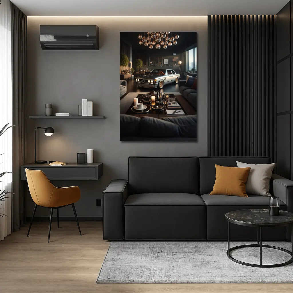 Classic BMW Coupe Inside Luxury Living Room – Wall Art