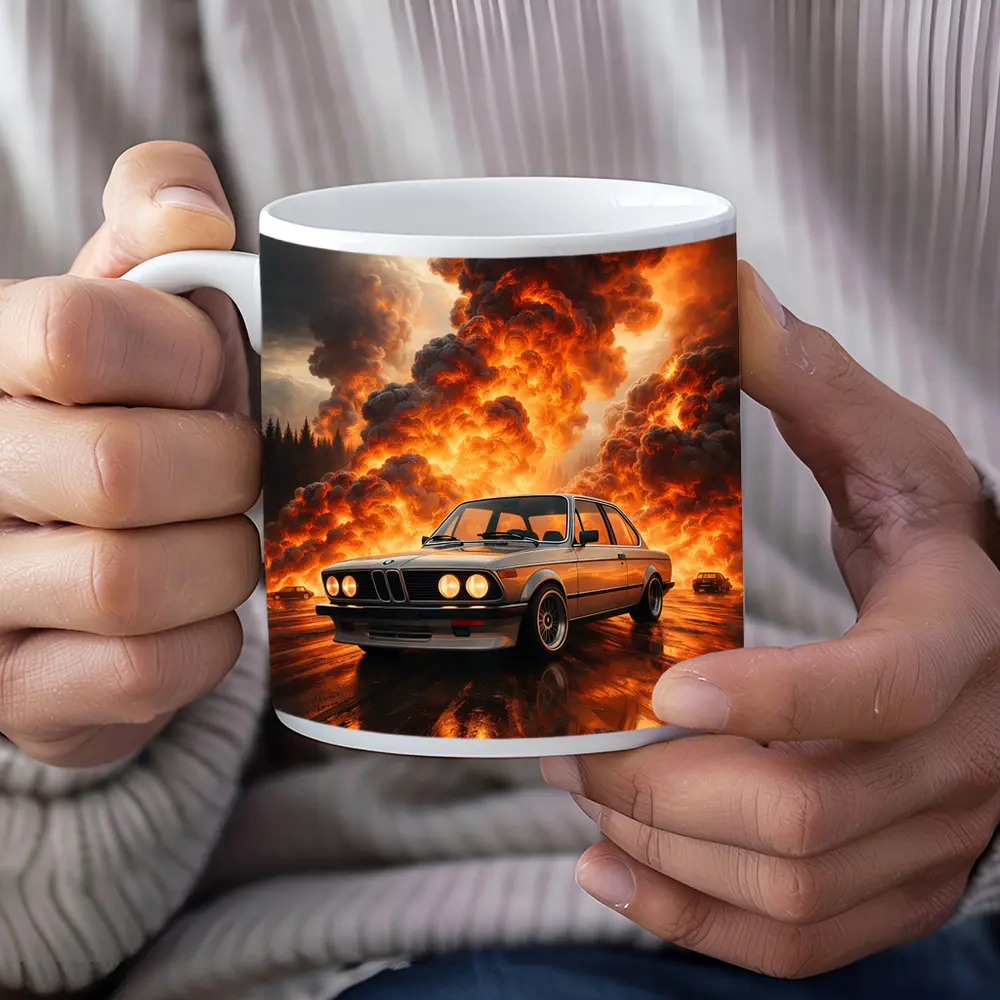 BMW E21 3 Series Fire Explosion Scene – Mugs