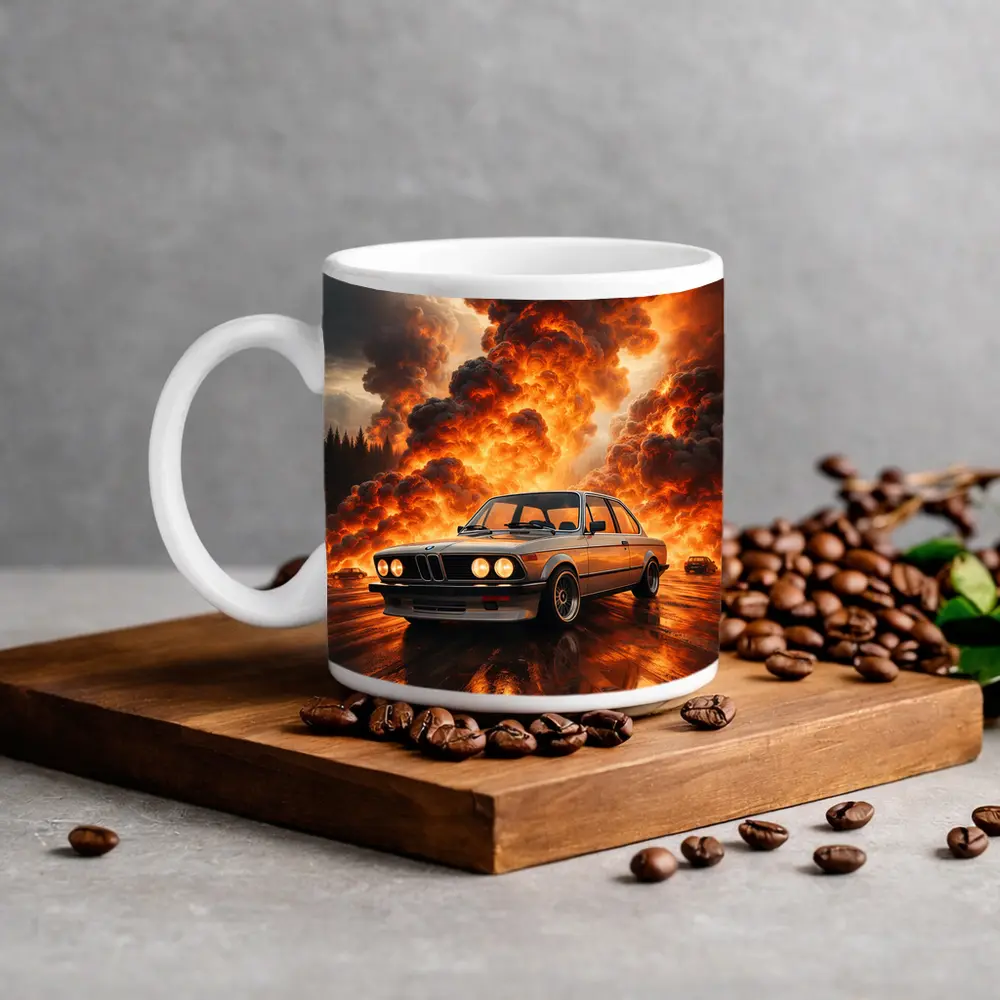 BMW E21 3 Series Fire Explosion Scene – Mugs