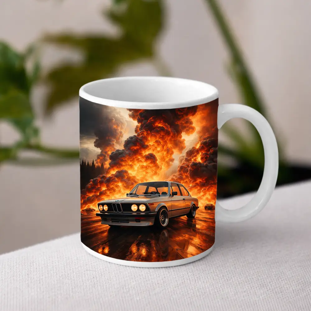 BMW E21 3 Series Fire Explosion Scene – Mugs