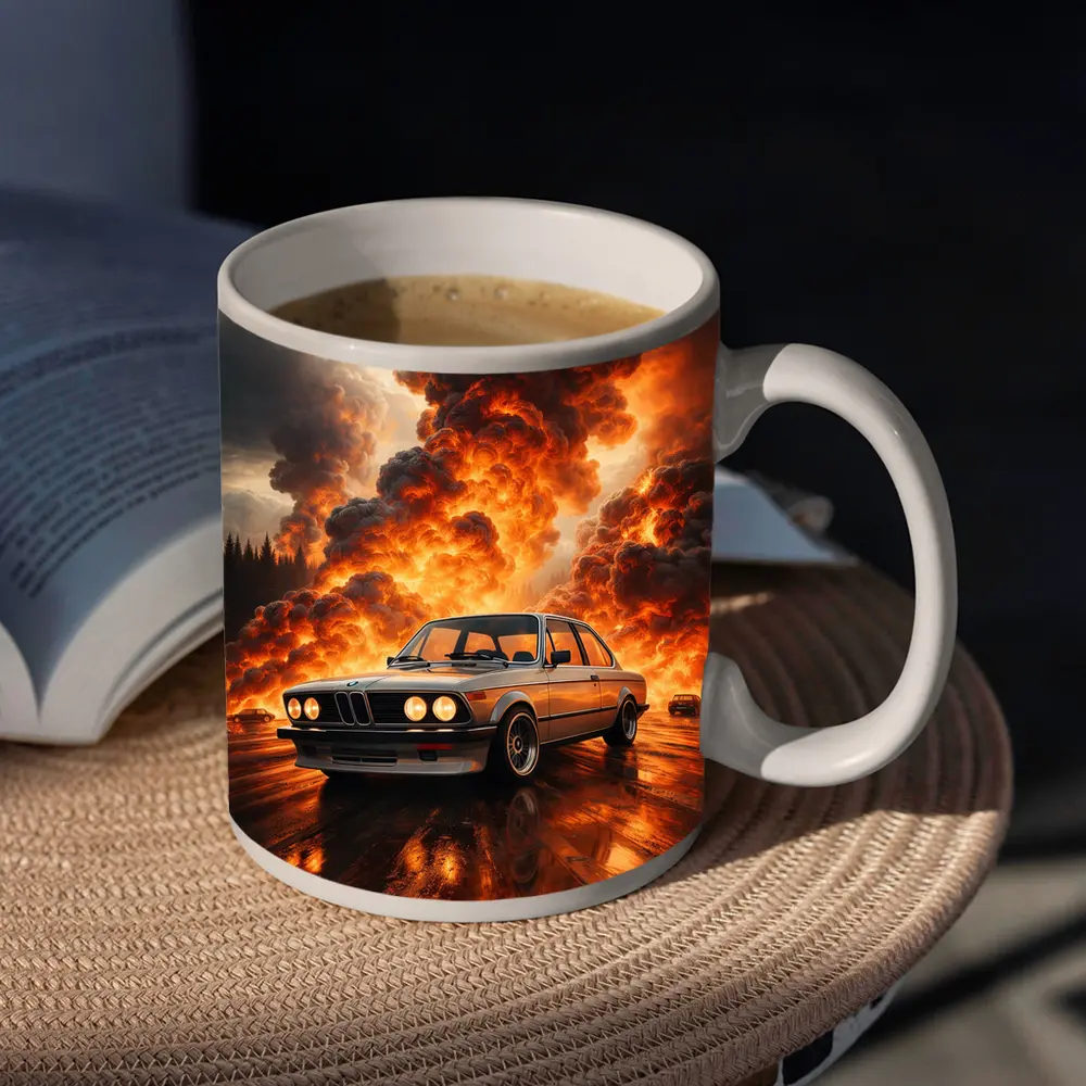 BMW E21 3 Series Fire Explosion Scene – Mugs