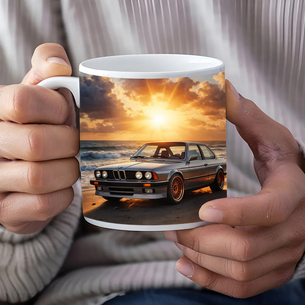 BMW E24 Classic Coupe Beach Sunset – Mugs