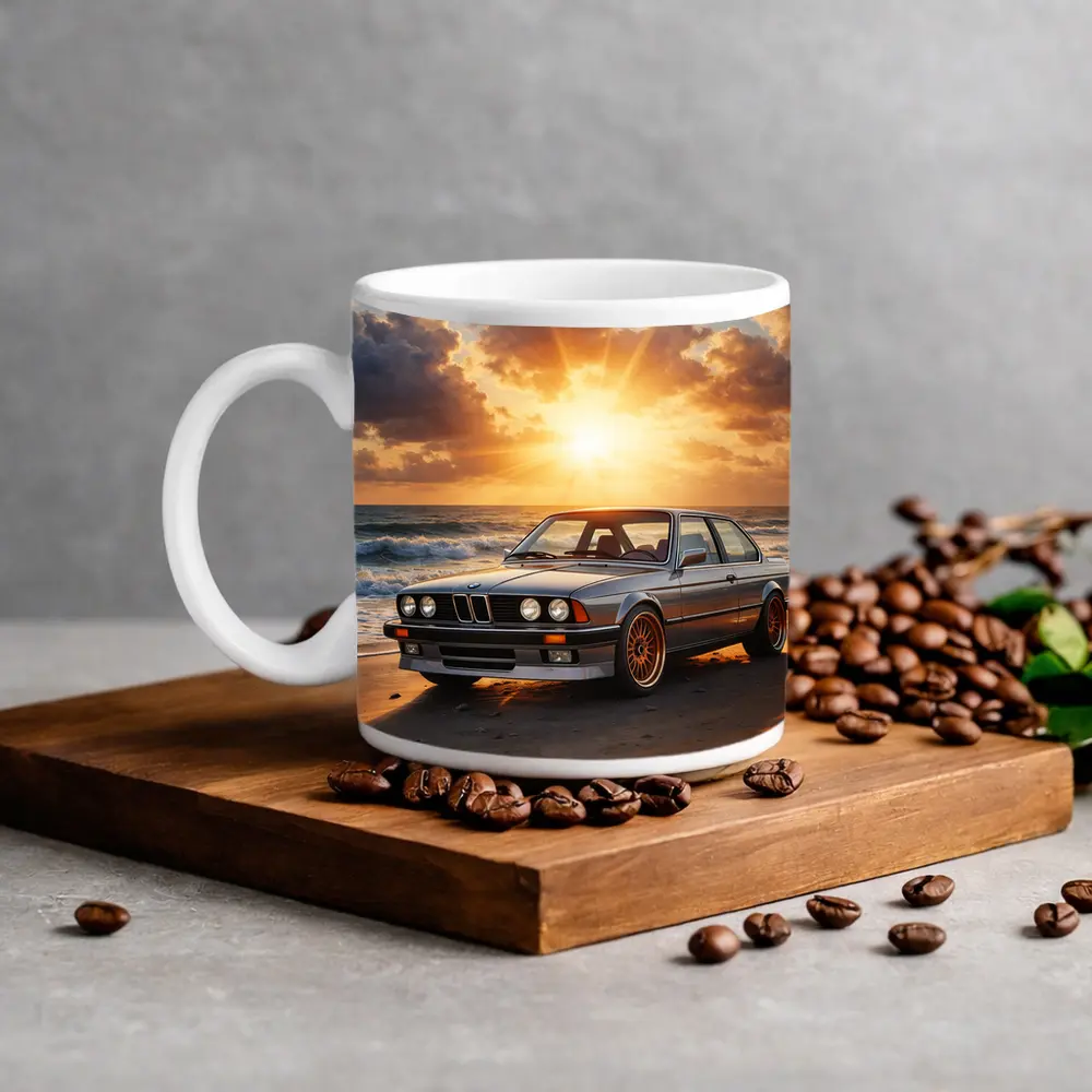 BMW E24 Classic Coupe Beach Sunset – Mugs