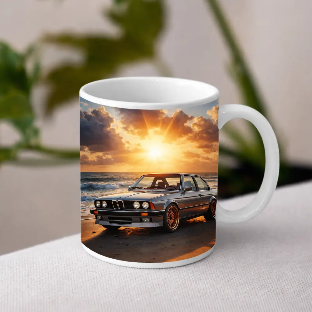 BMW E24 Classic Coupe Beach Sunset – Mugs