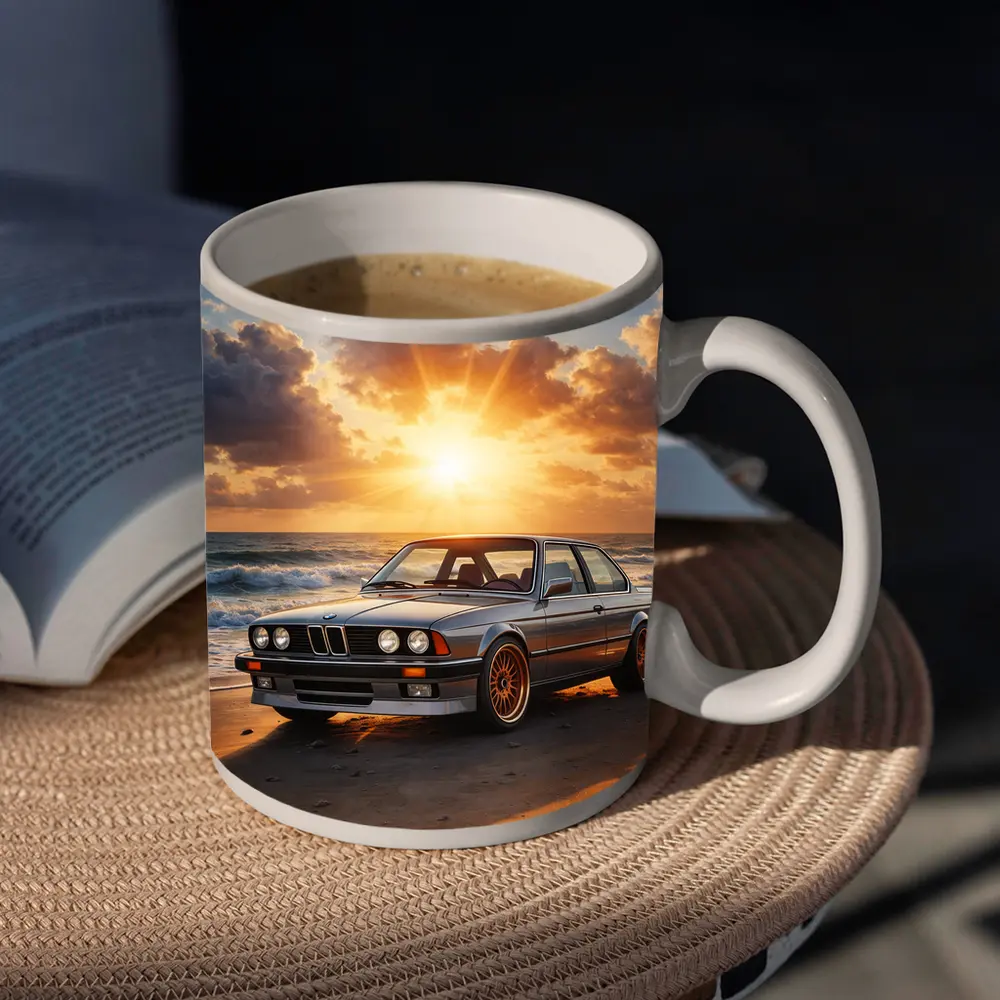 BMW E24 Classic Coupe Beach Sunset – Mugs