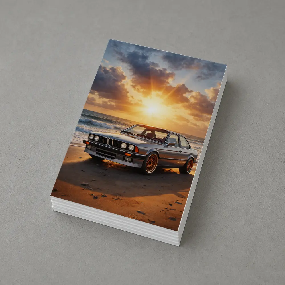 BMW E24 Classic Coupe Beach Sunset – Postcards