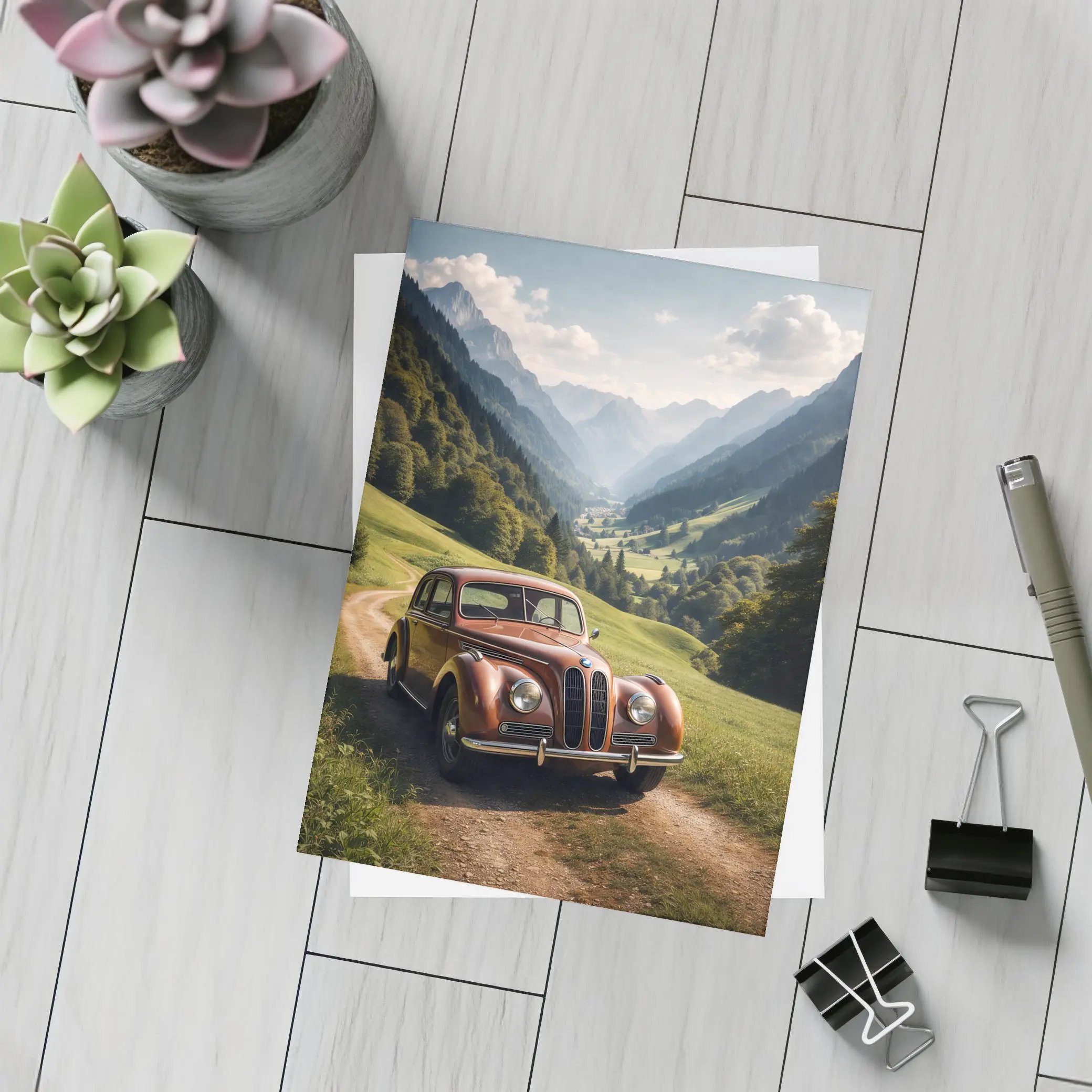 Classic BMW Vintage Car Alpine Valley – Postcards