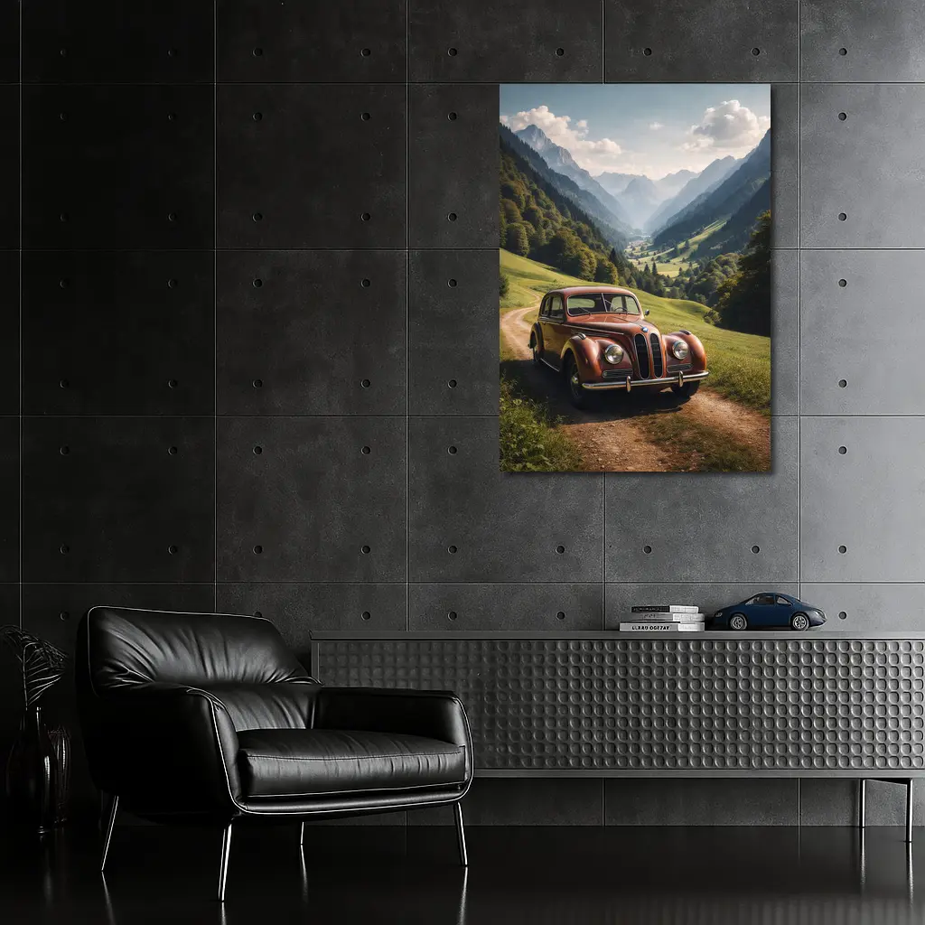 Classic BMW Vintage Car Alpine Valley – Wall Art
