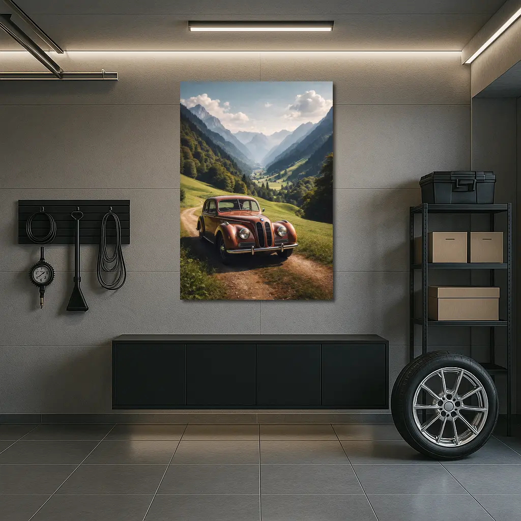 Classic BMW Vintage Car Alpine Valley – Wall Art