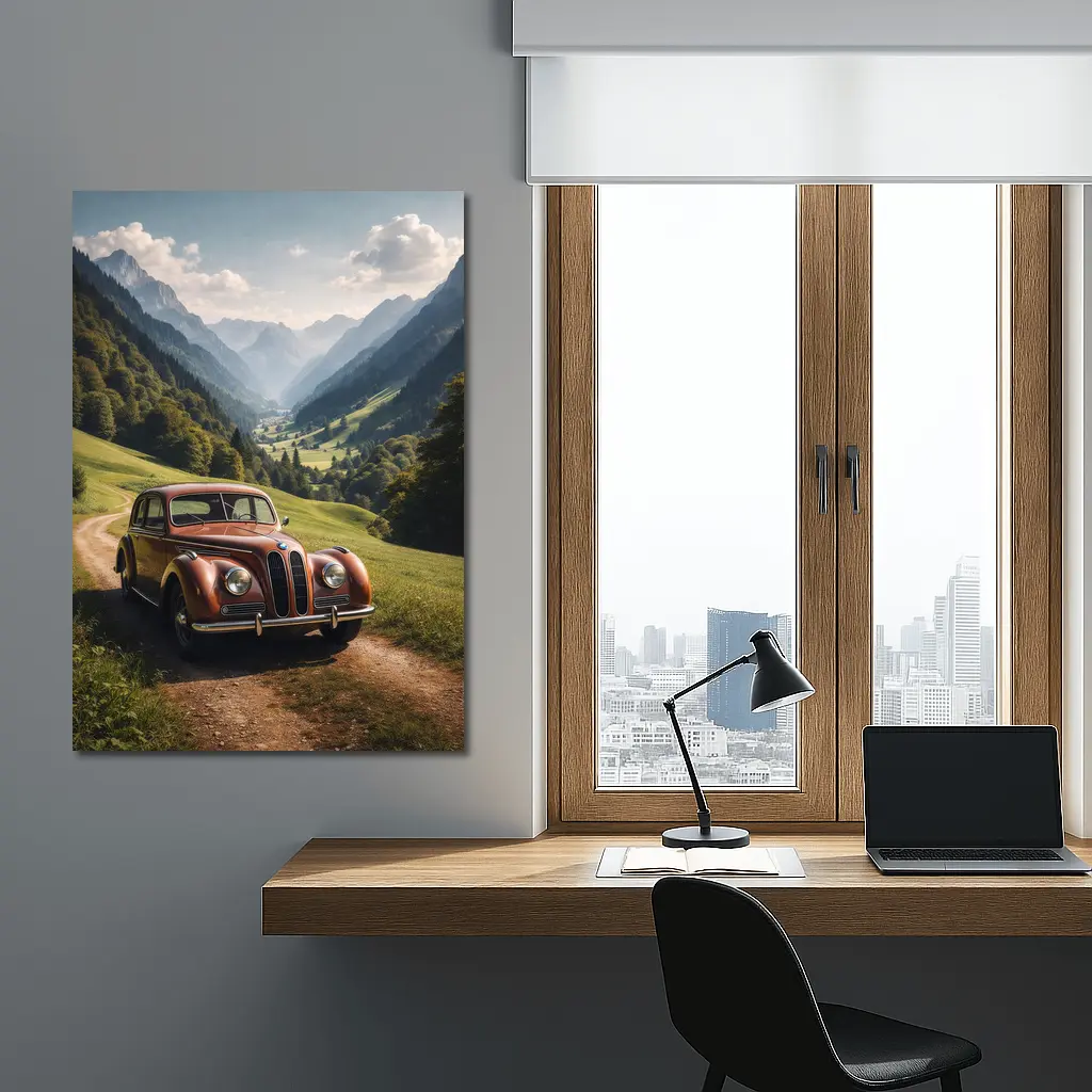 Classic BMW Vintage Car Alpine Valley – Wall Art