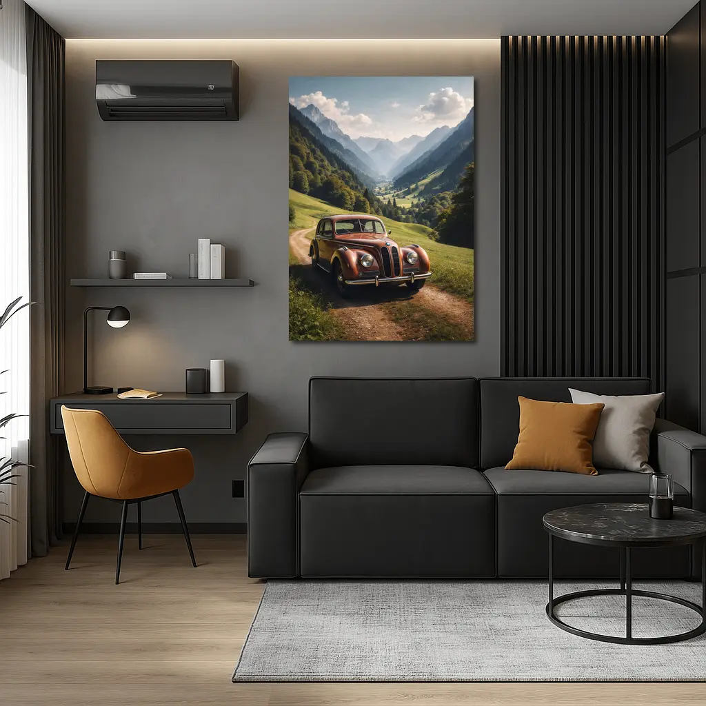 Classic BMW Vintage Car Alpine Valley – Wall Art