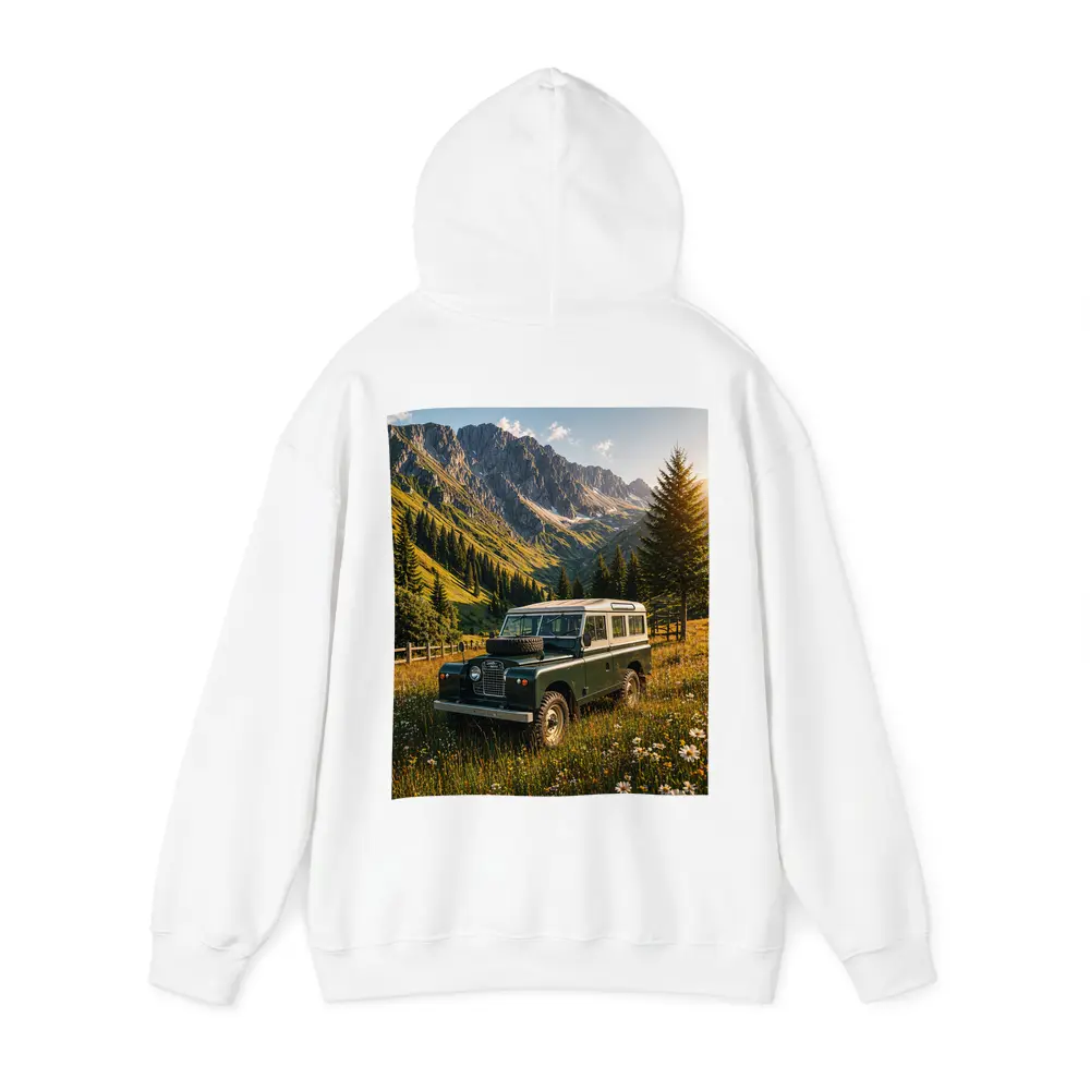Classic Land Rover Defender Alpine Meadow Mountains – Hoodies