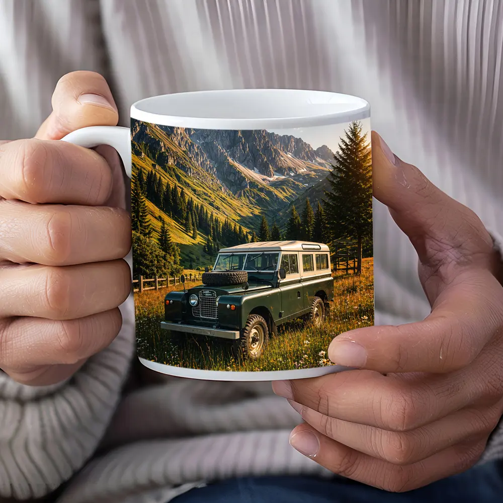Classic Land Rover Defender Alpine Meadow Mountains – Mugs