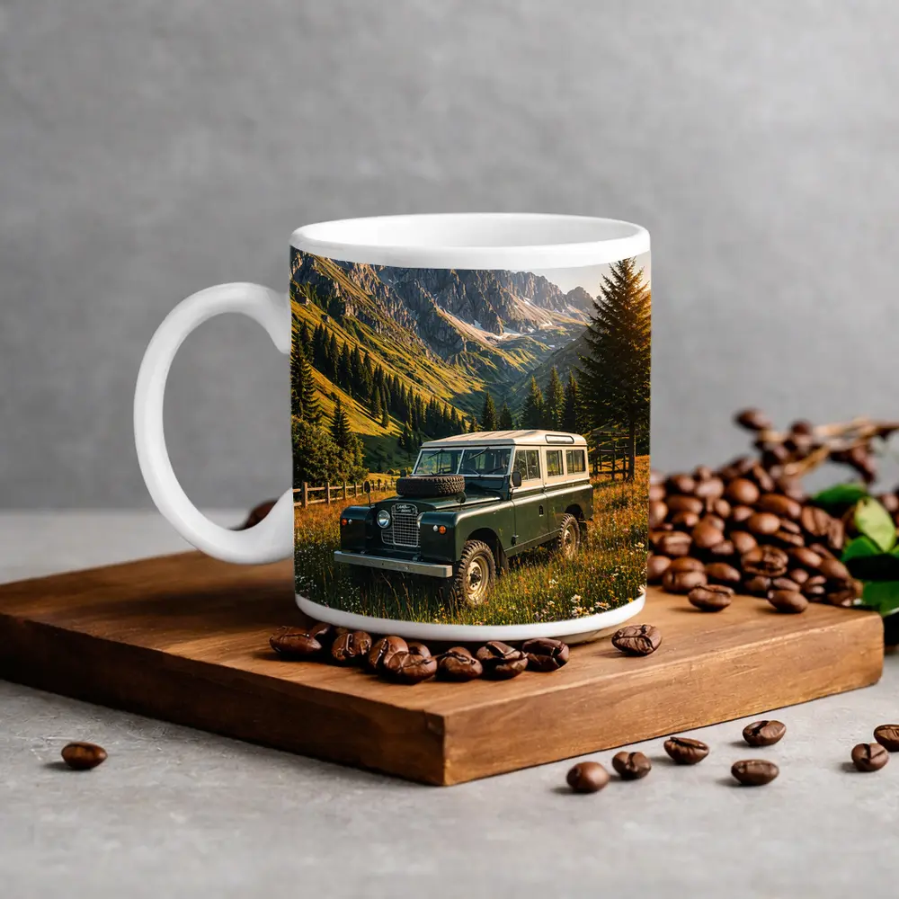 Classic Land Rover Defender Alpine Meadow Mountains – Mugs