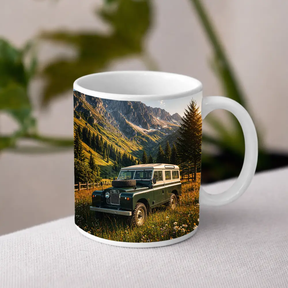 Classic Land Rover Defender Alpine Meadow Mountains – Mugs