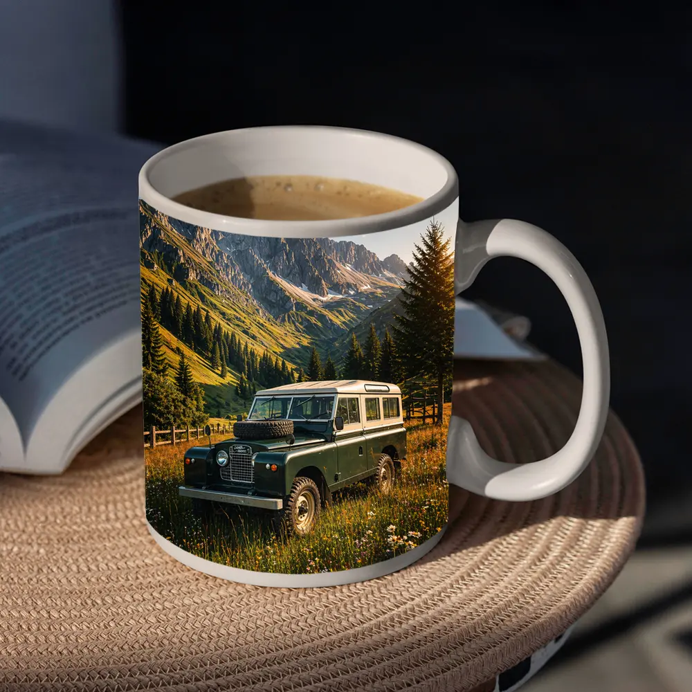Classic Land Rover Defender Alpine Meadow Mountains – Mugs