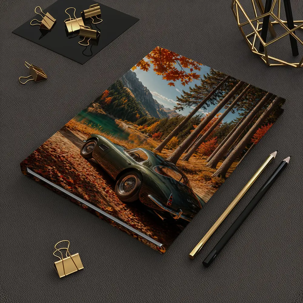 Classic Maserati Parked By Autumn Mountain Lake – Notebooks