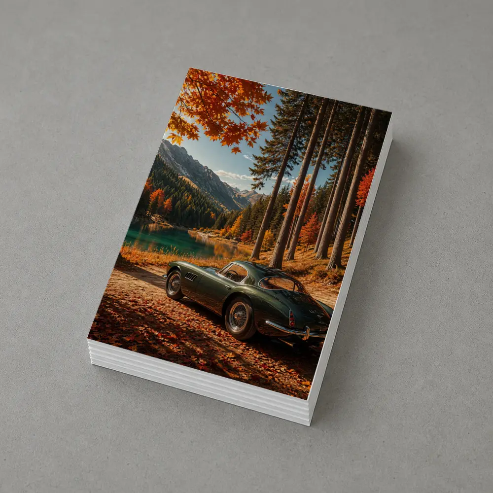 Classic Maserati Parked By Autumn Mountain Lake – Postcards