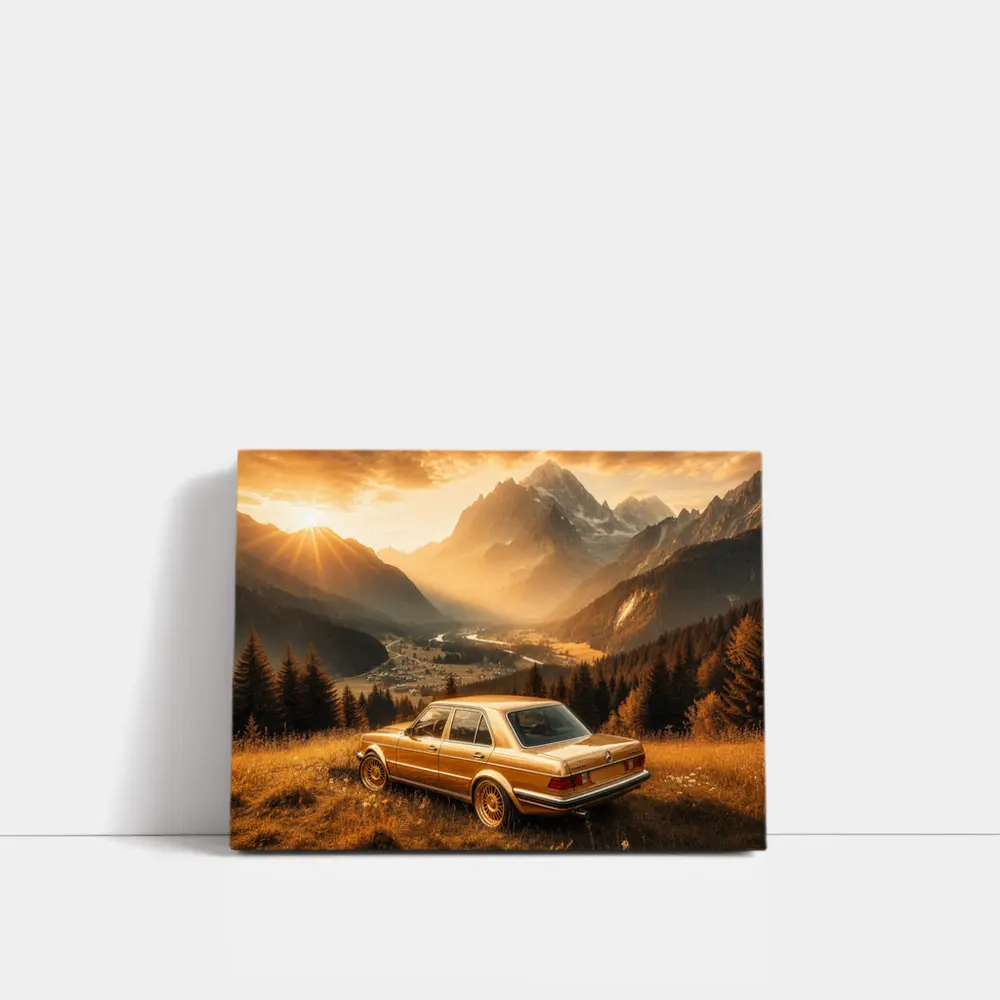 Mercedes Classic Sedan Golden Mountain Valley – Wall Art