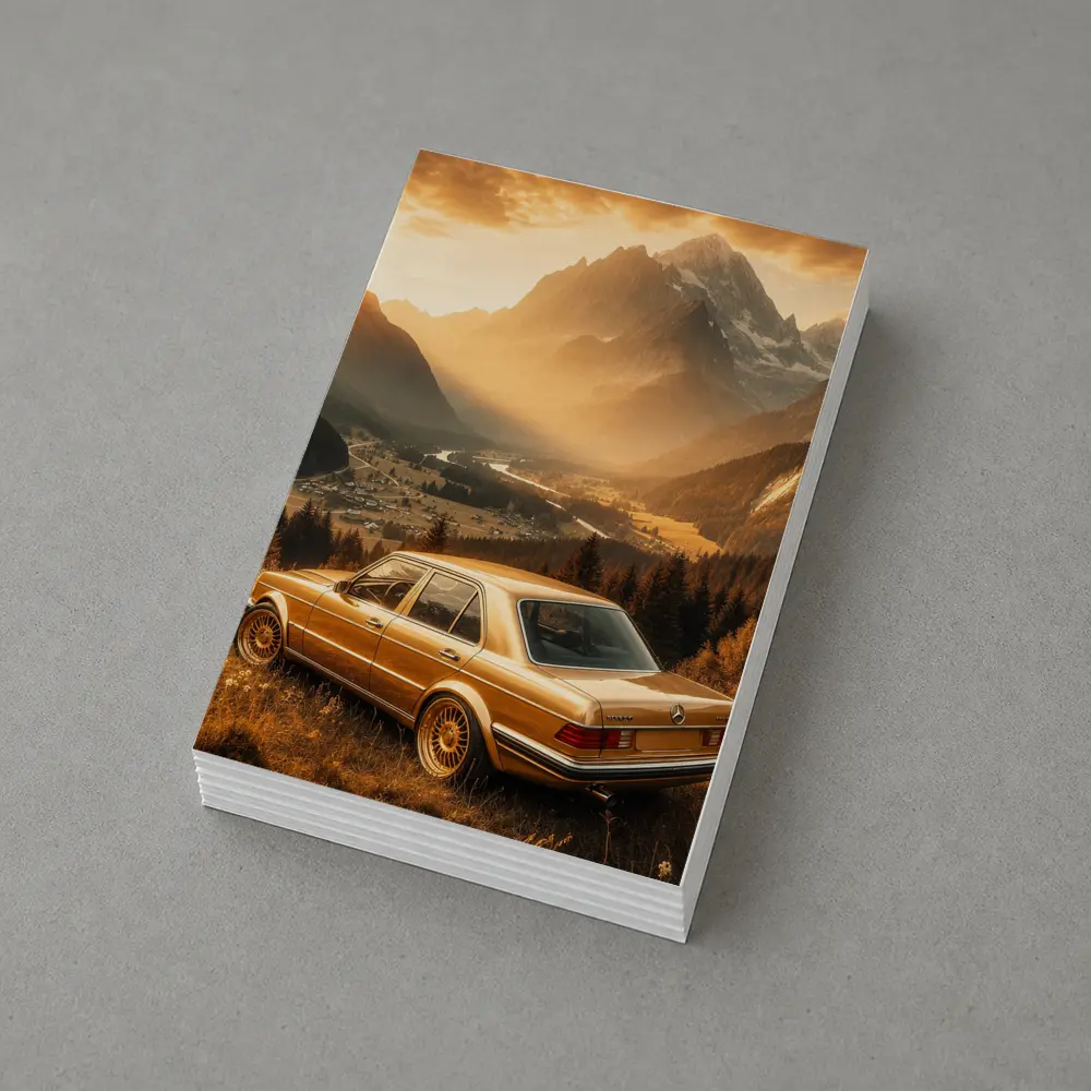 Mercedes Classic Sedan Golden Mountain Valley – Postcards