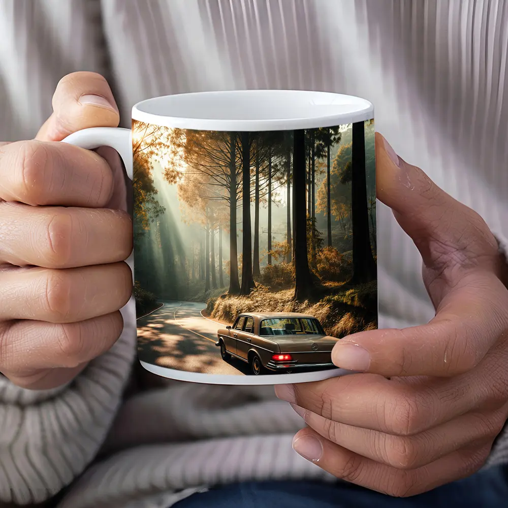 Classic Mercedes Benz Sedan Forest Road Drive – Mugs