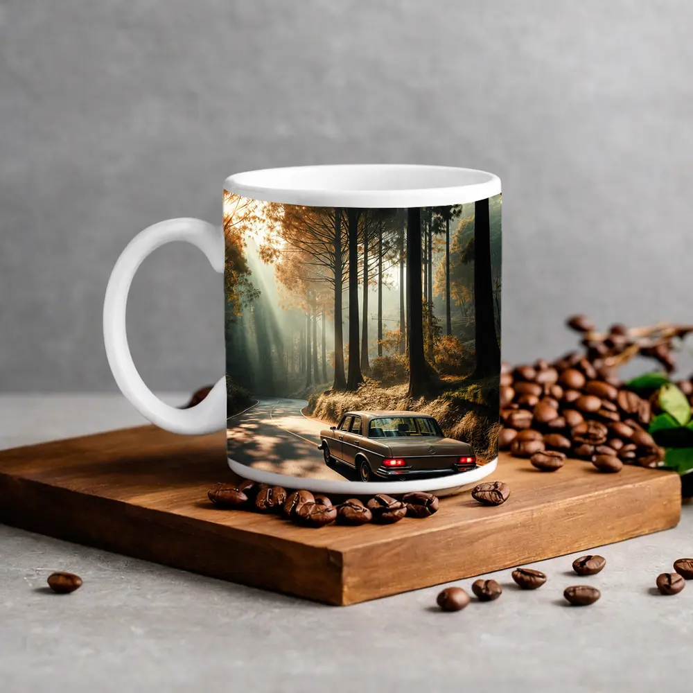 Classic Mercedes Benz Sedan Forest Road Drive – Mugs