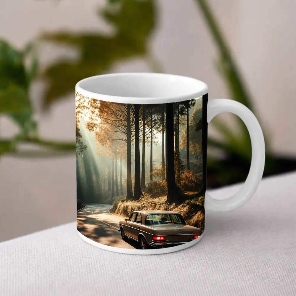 Classic Mercedes Benz Sedan Forest Road Drive – Mugs