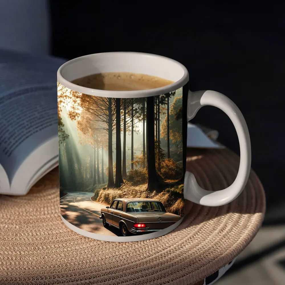 Classic Mercedes Benz Sedan Forest Road Drive – Mugs