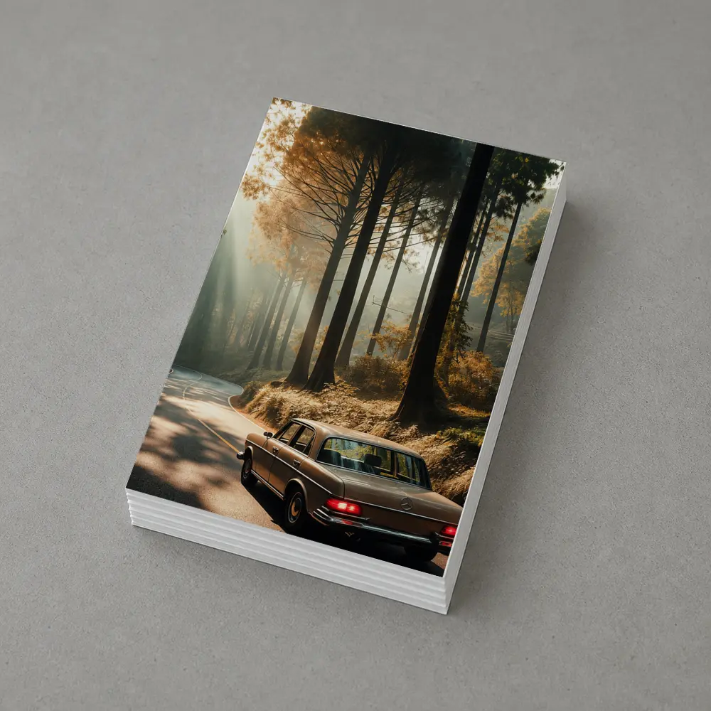 Classic Mercedes Benz Sedan Forest Road Drive – Postcards