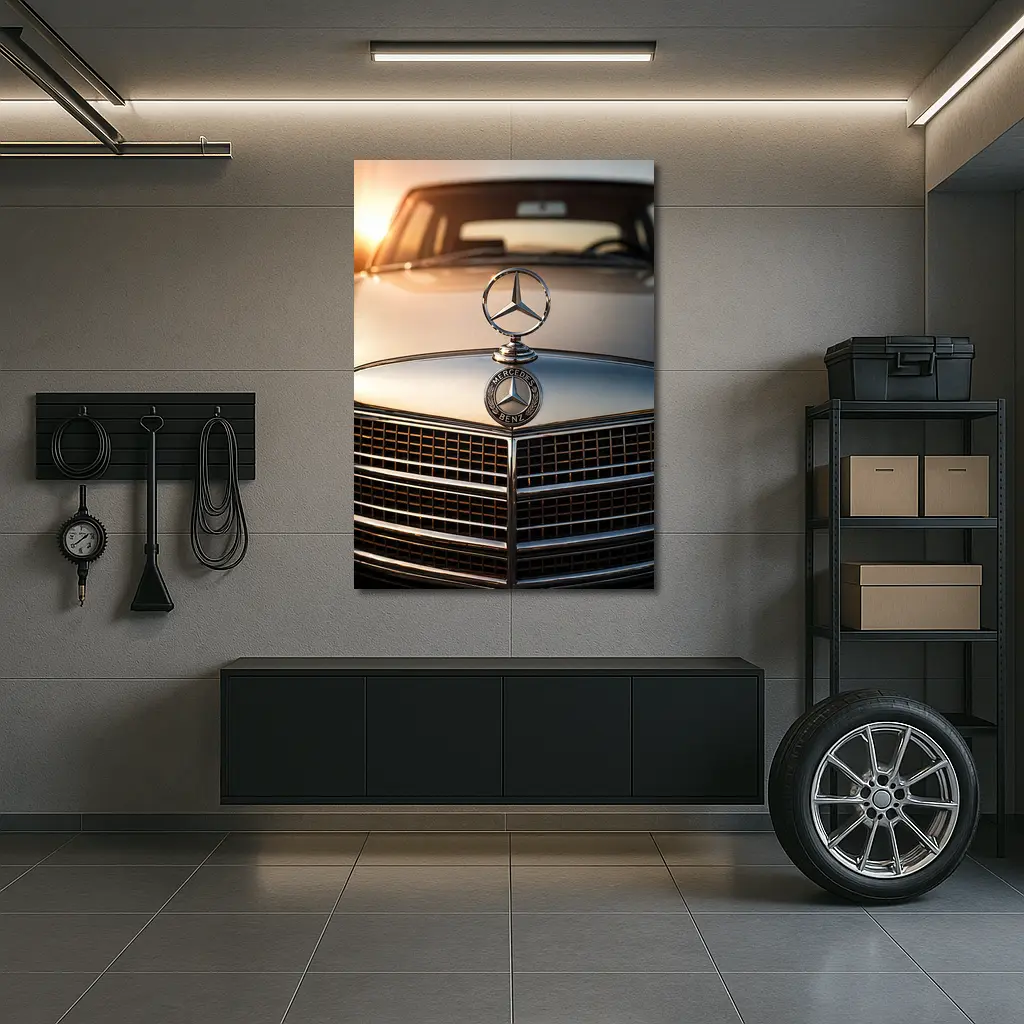 Mercedes Benz Classic Hood Star Sunset – Wall Art